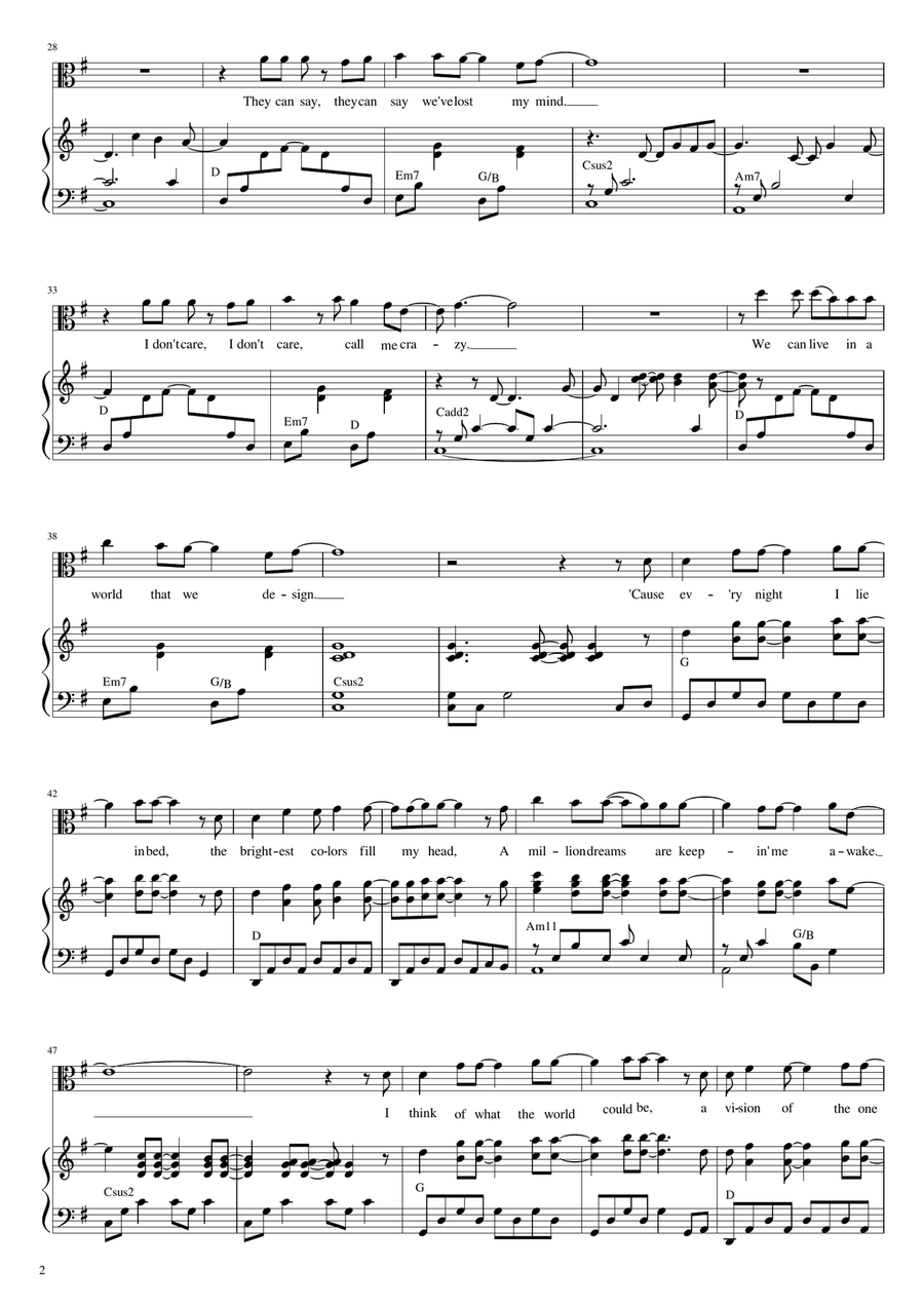 A Million Dreams A Million Dreams Viola scores gallery preview page 5