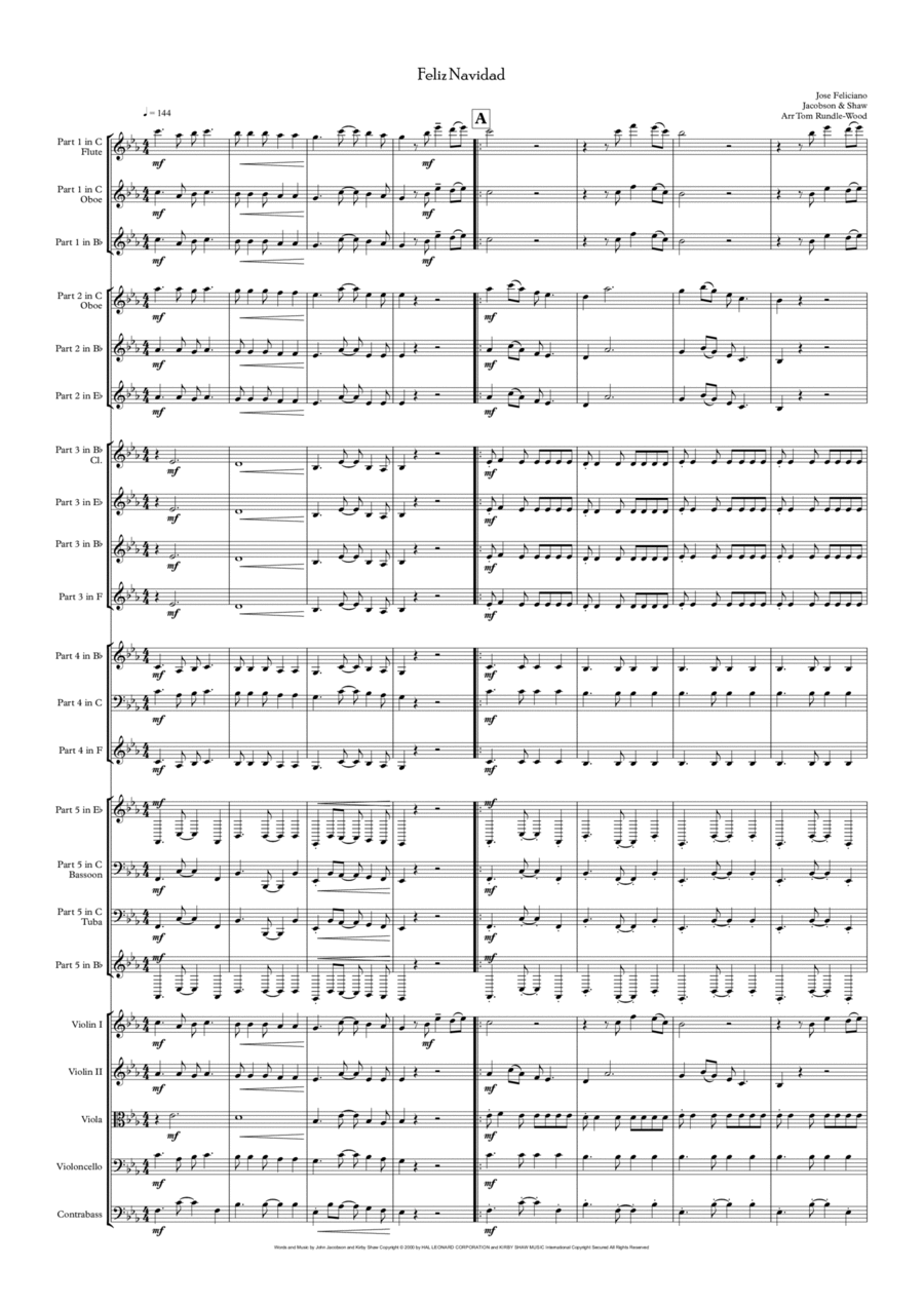 Feliz Navidad Christmas scores gallery preview page 1