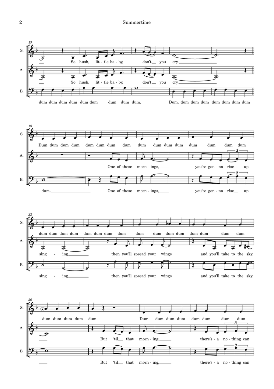 Summertime (arr. Anna Tabbush) 3-Part scores gallery preview page 2