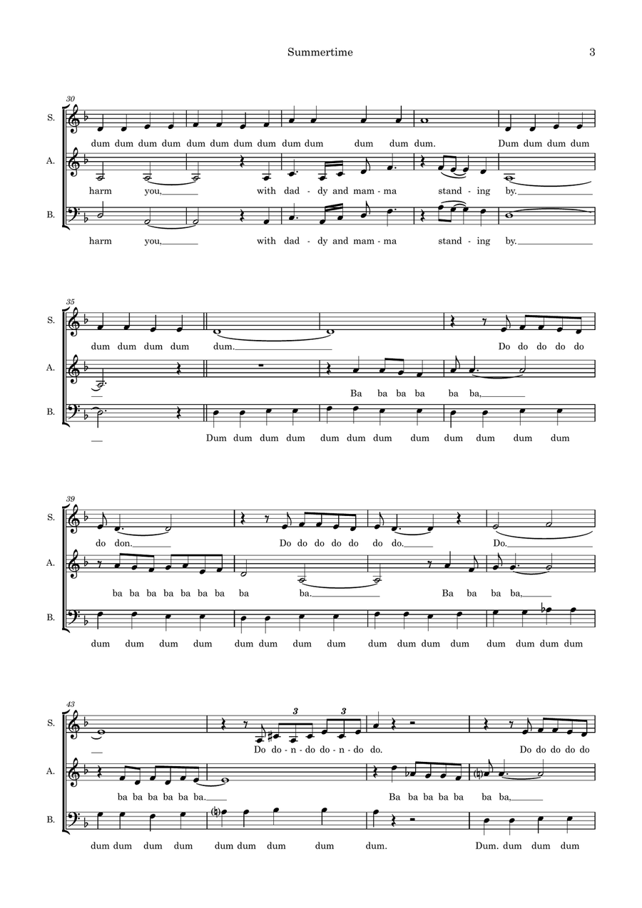 Summertime (arr. Anna Tabbush) 3-Part scores gallery preview page 3