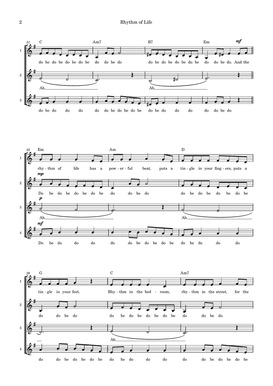 Rhythm of Life (arr. Fiona Lander) 4-Part scores gallery preview page 2