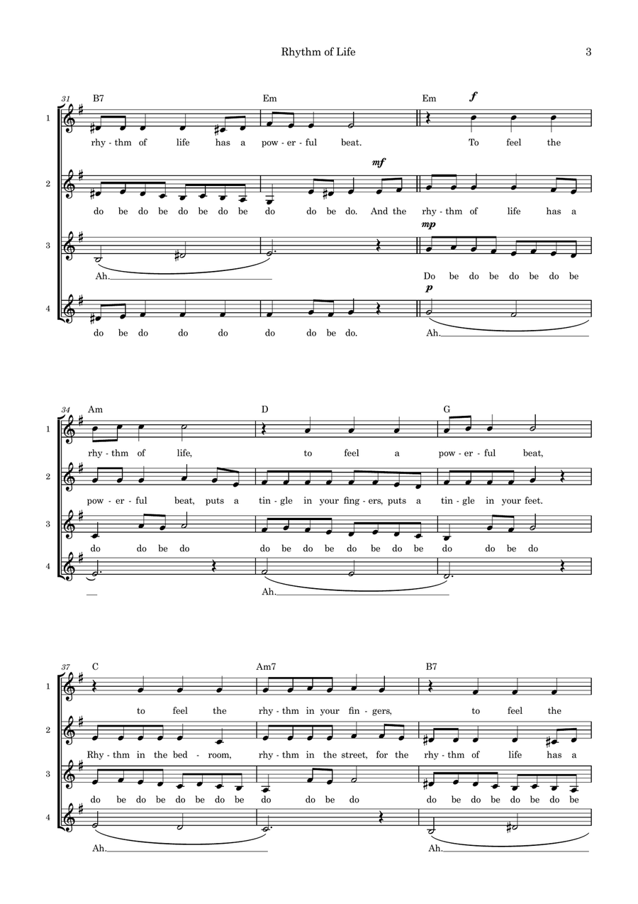 Rhythm of Life (arr. Fiona Lander) 4-Part scores gallery preview page 3