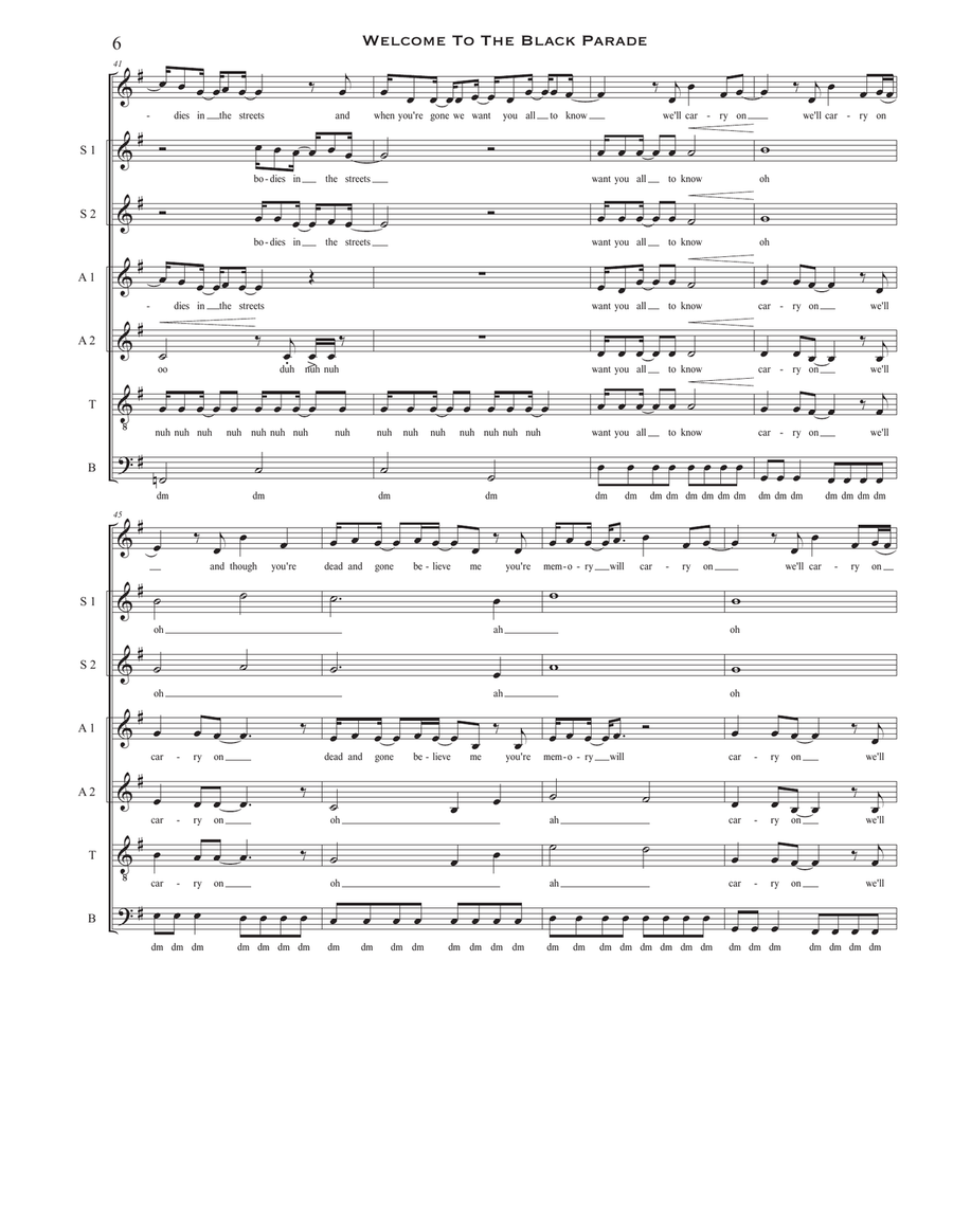 Welcome To The Black Parade 4-Part scores gallery preview page 6