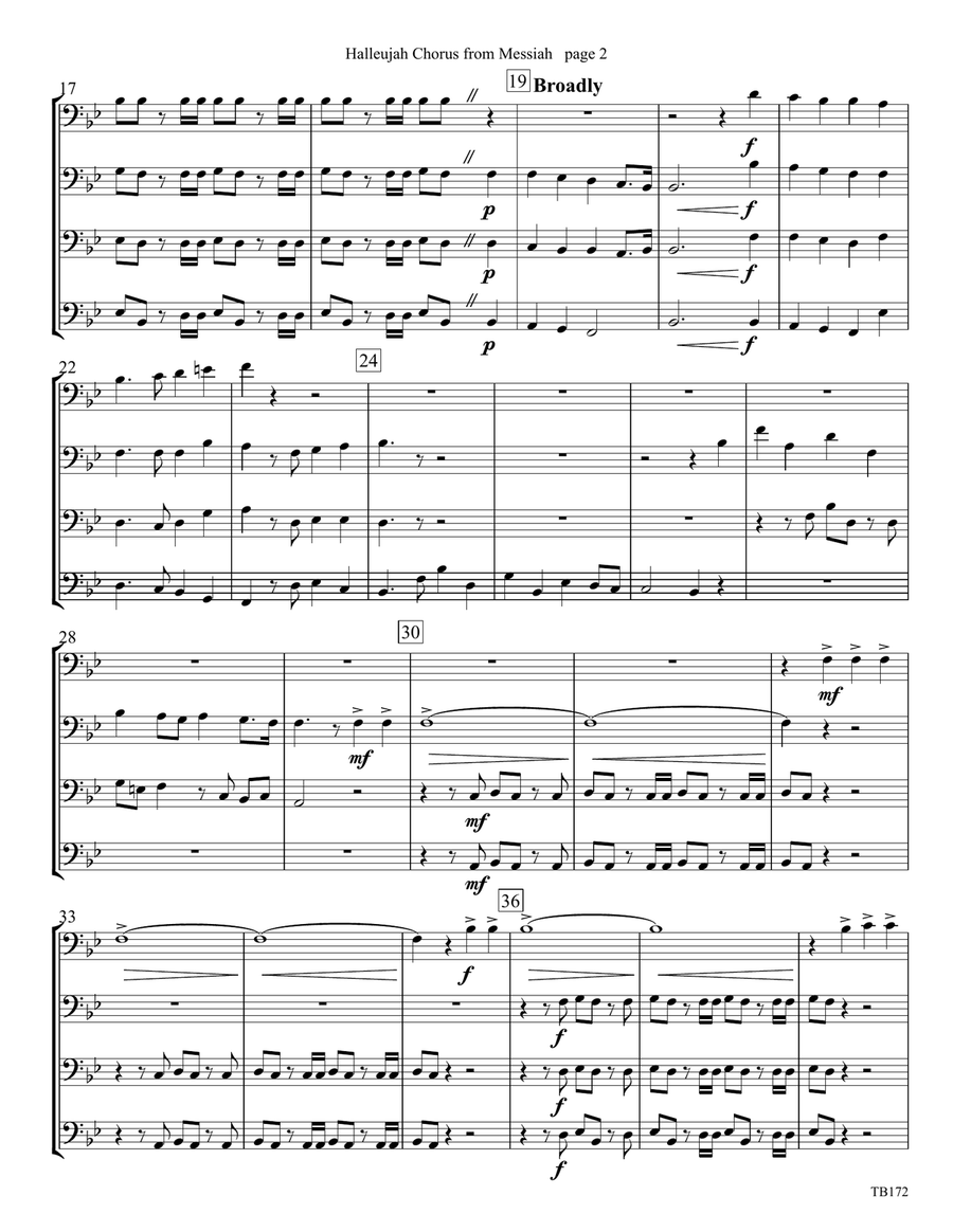 Hallelujah Chorus from Messiah for Trombone Ensemble Euphonium scores gallery preview page 3
