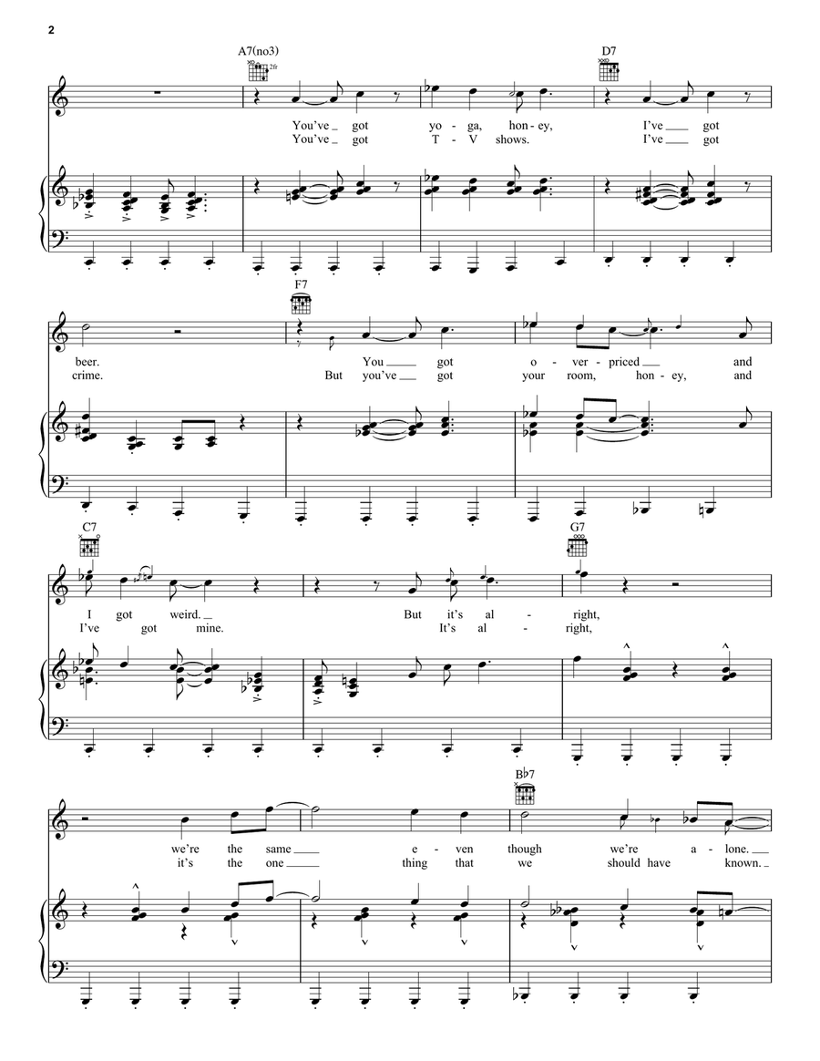 A Room Of Our Own Piano, Vocal, Guitar scores gallery preview page 2