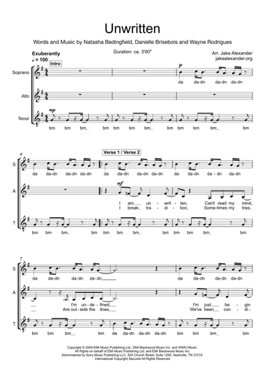 Unwritten (arr. Jake Alexander)