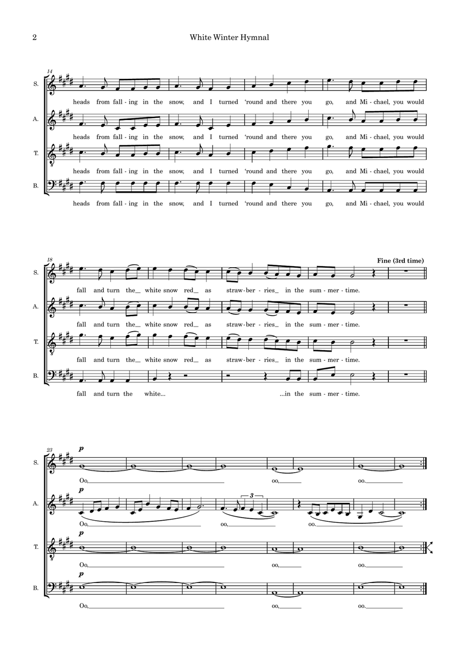 White Winter Hymnal (arr. Ben See) 4-Part scores gallery preview page 2