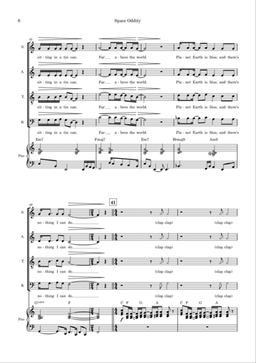 Space Oddity (arr. Tim Allen) - Full Score by David Bowie Choir - Digital Sheet Music page 6