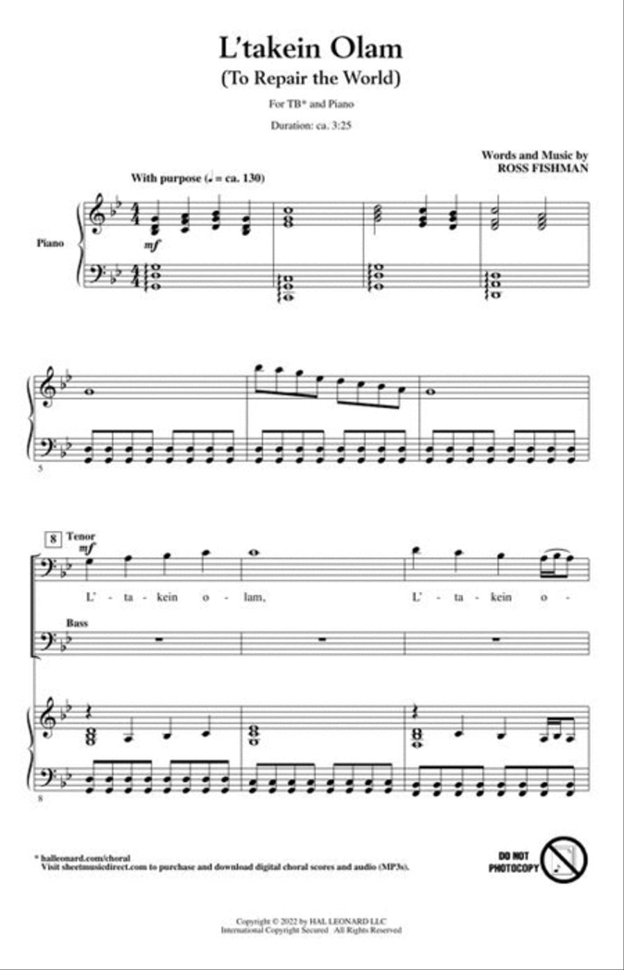 L'takein Olam (To Repair the World) TB scores gallery preview page 4