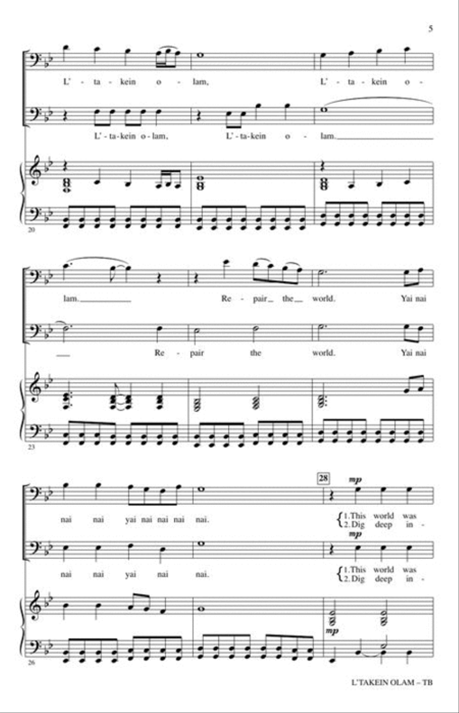 L'takein Olam (To Repair the World) TB scores gallery preview page 5
