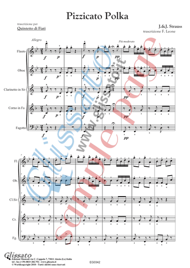 Pizzicato polka - Woodwind Quintet (score & parts)