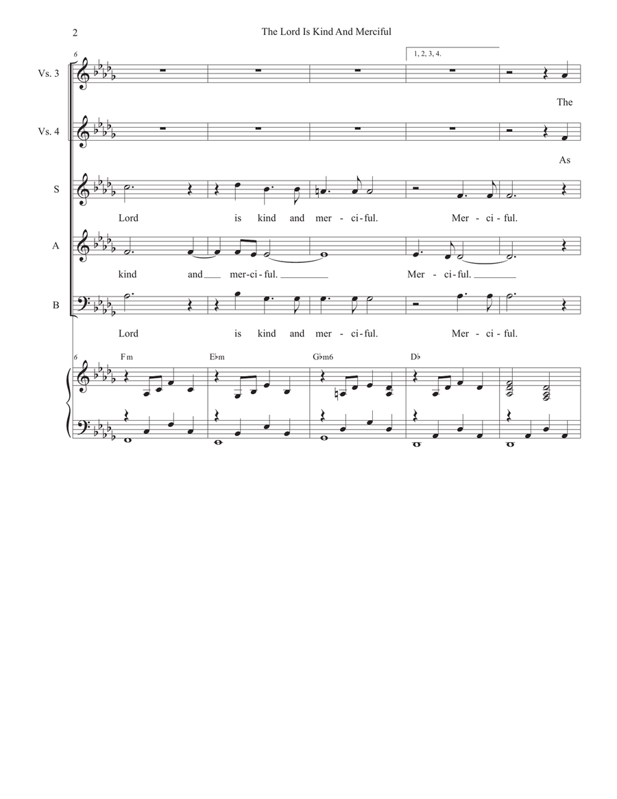 The Lord Is Kind And Merciful (Vocal Trio - (SAB) 3-Part scores gallery preview page 2