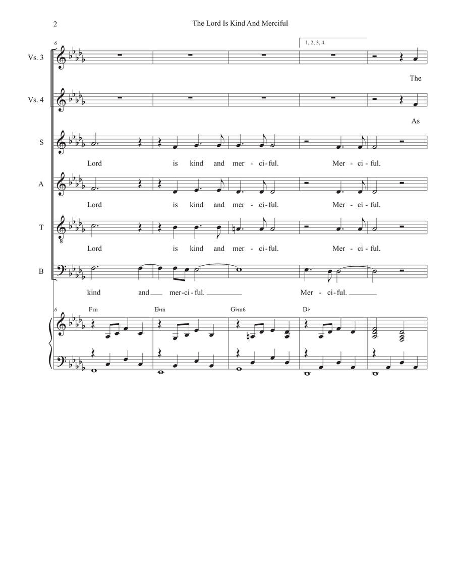 The Lord Is Kind And Merciful (Vocal Quartet - (SATB) 4-Part scores gallery preview page 2