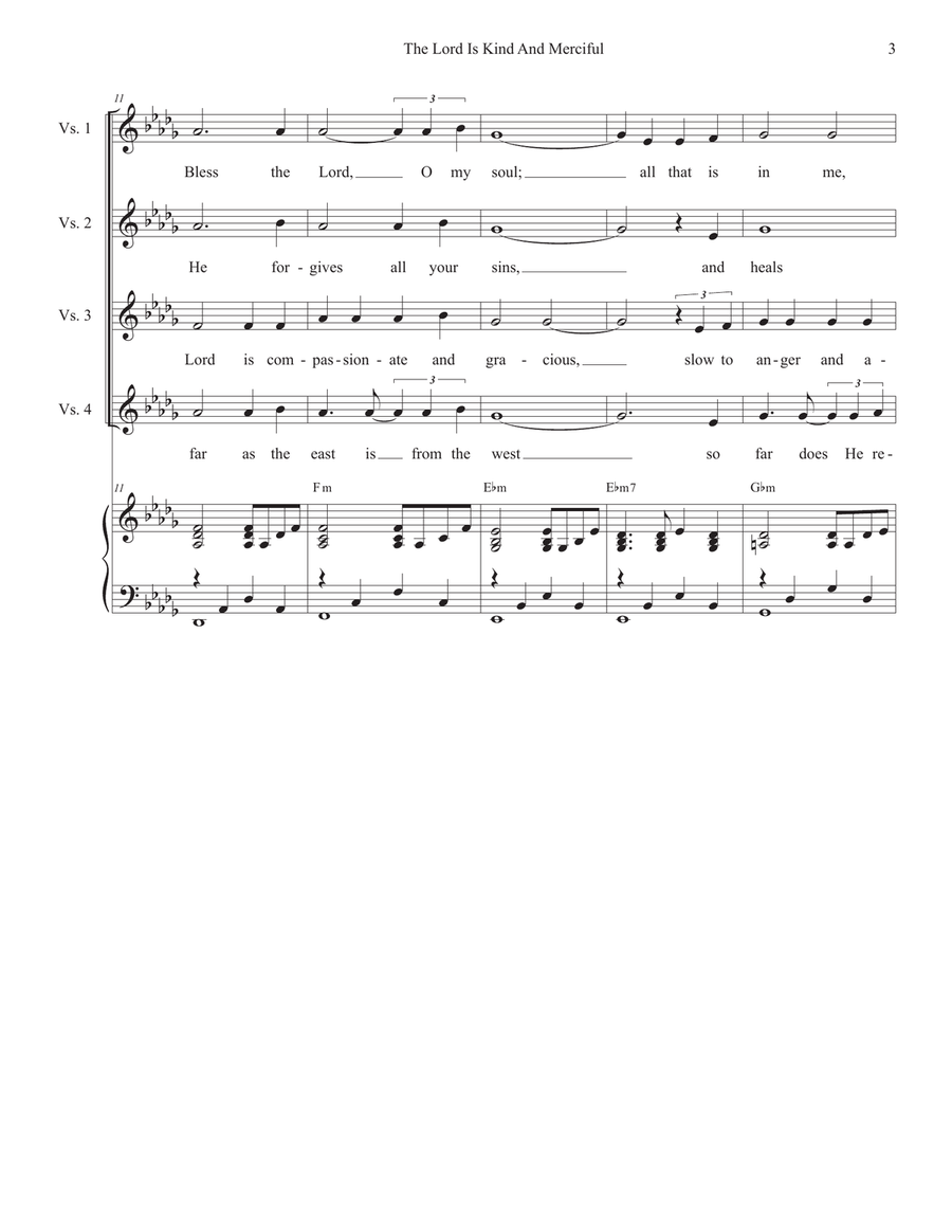 The Lord Is Kind And Merciful (Vocal Quartet - (SATB) 4-Part scores gallery preview page 3