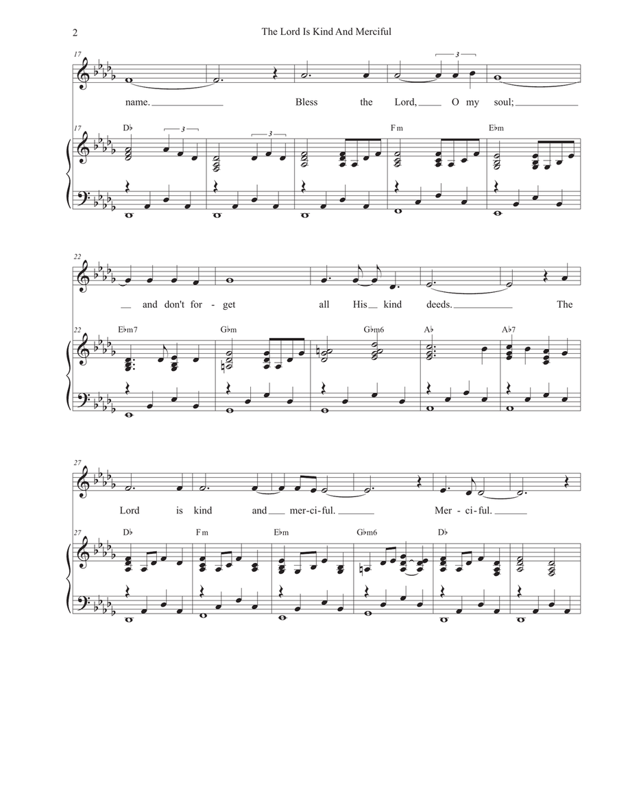 The Lord Is Kind And Merciful (Vocal Solo) Piano, Vocal scores gallery preview page 2