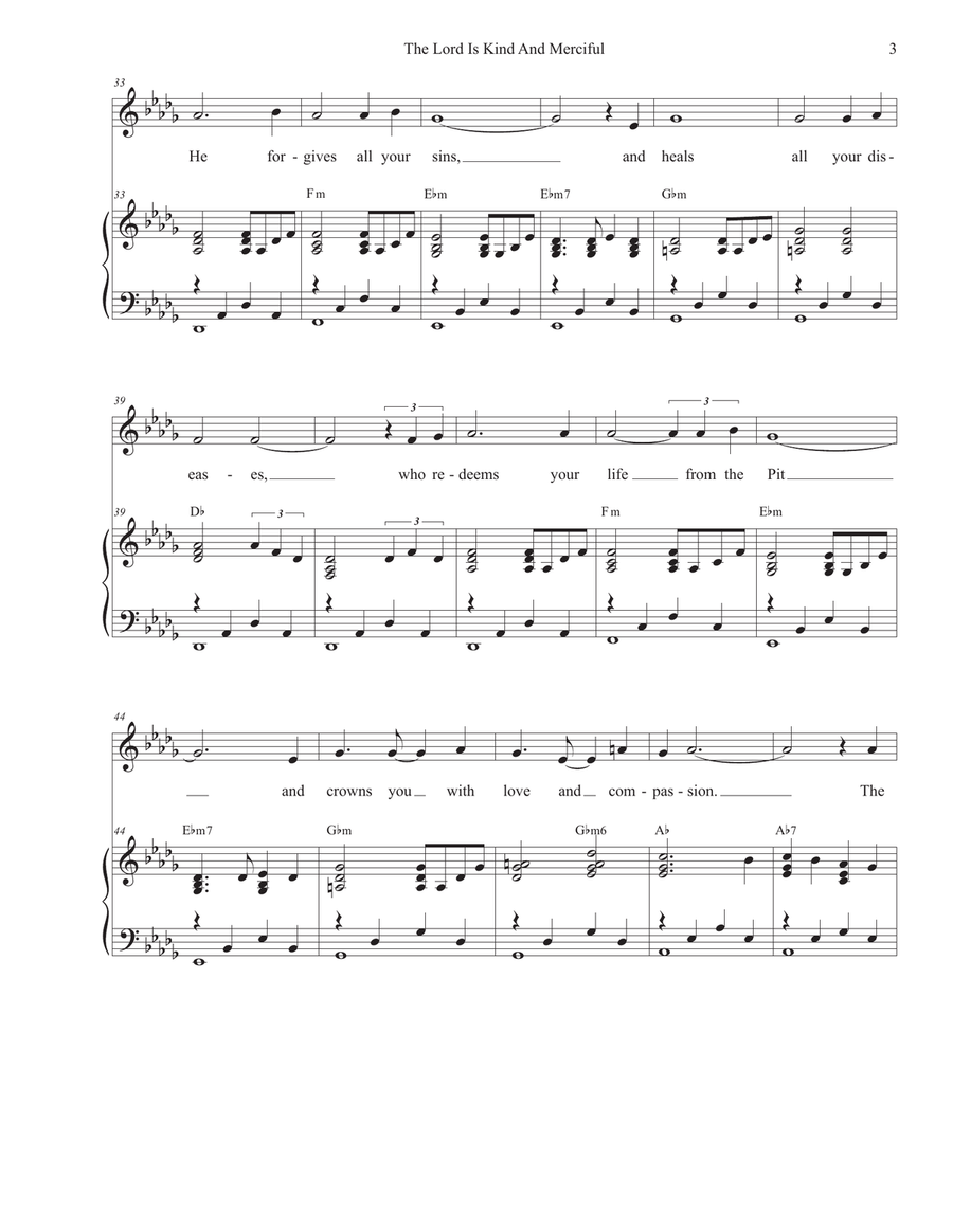 The Lord Is Kind And Merciful (Vocal Solo) Piano, Vocal scores gallery preview page 3
