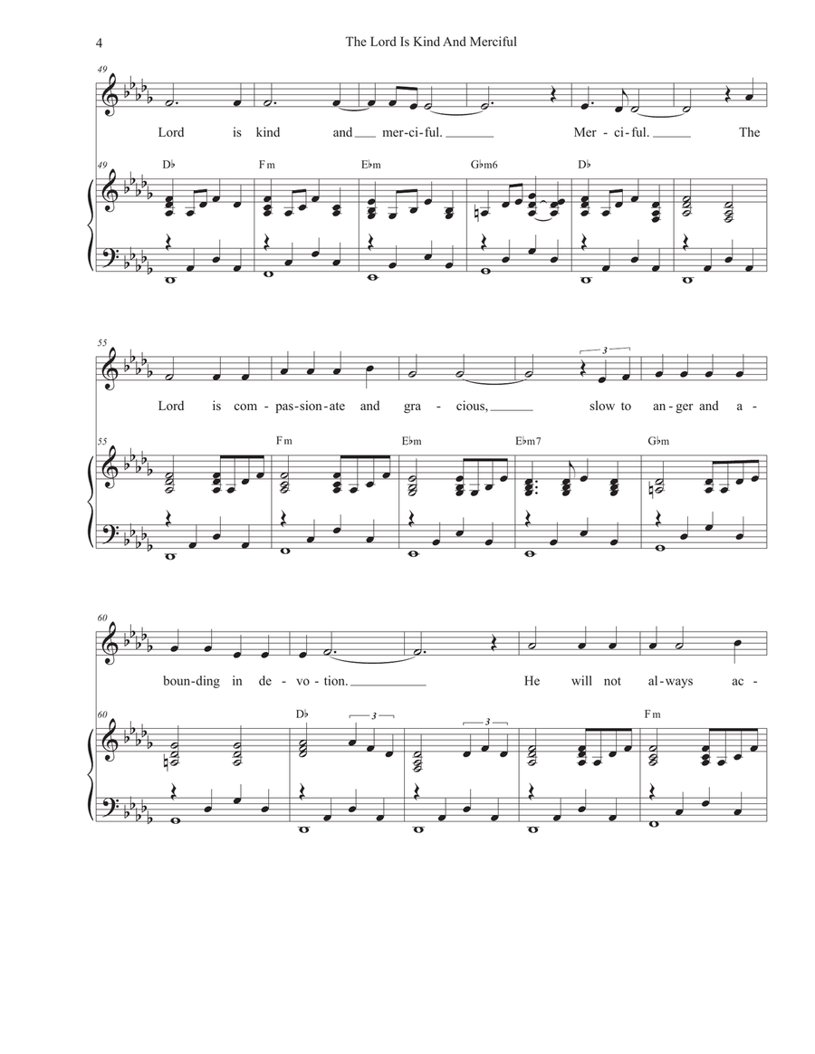 The Lord Is Kind And Merciful (Vocal Solo) Piano, Vocal scores gallery preview page 4