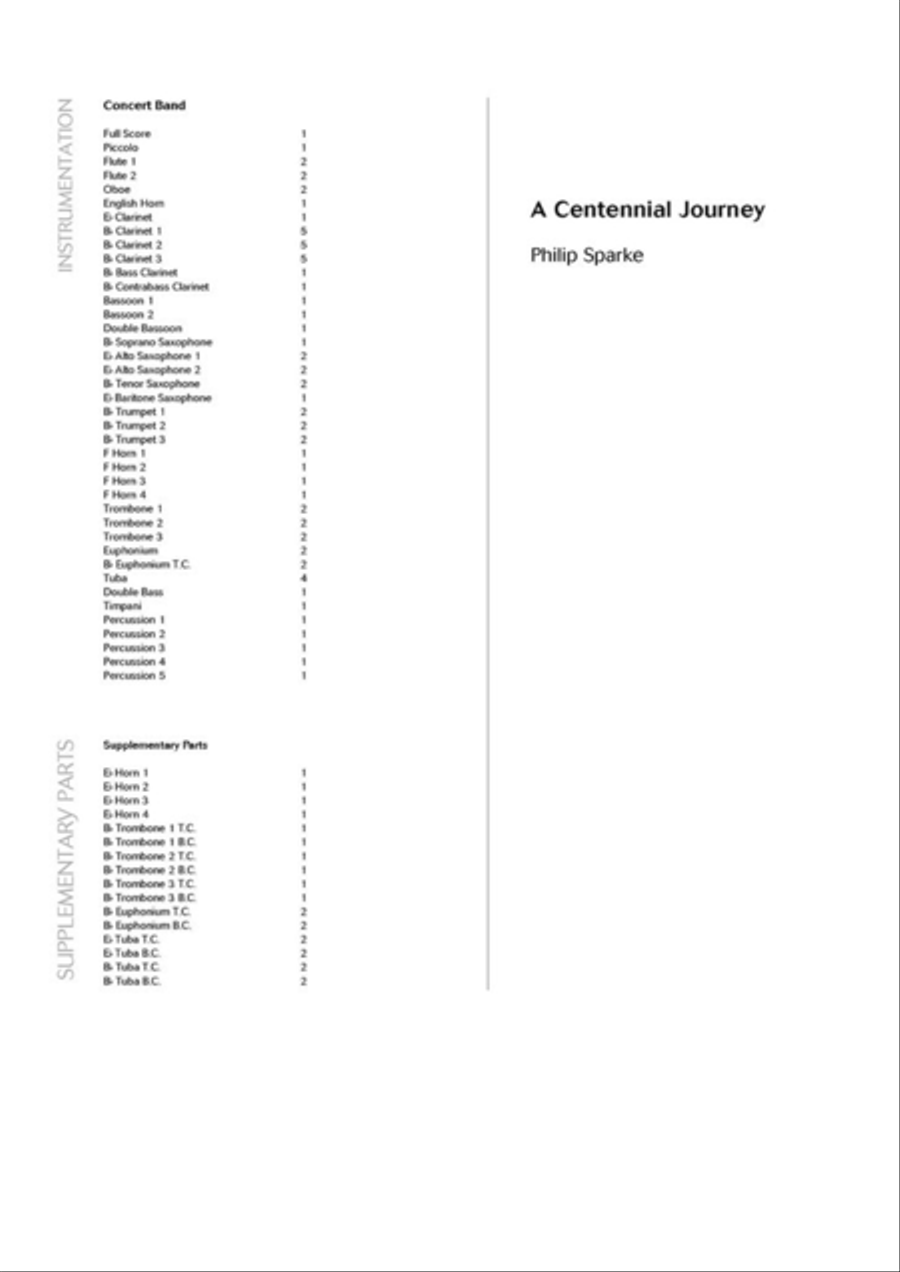 A Centennial Journey by Philip Sparke Concert Band - Sheet Music page 2