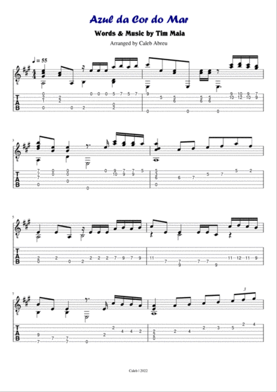 Azul da Cor do Mar For Guitar Solo Electric Guitar scores gallery preview page 2