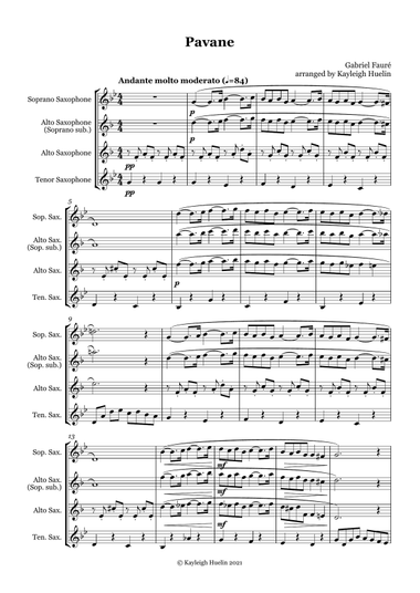 Pavane by Gabriel Faure - Saxophone trio (SAT/AAT)