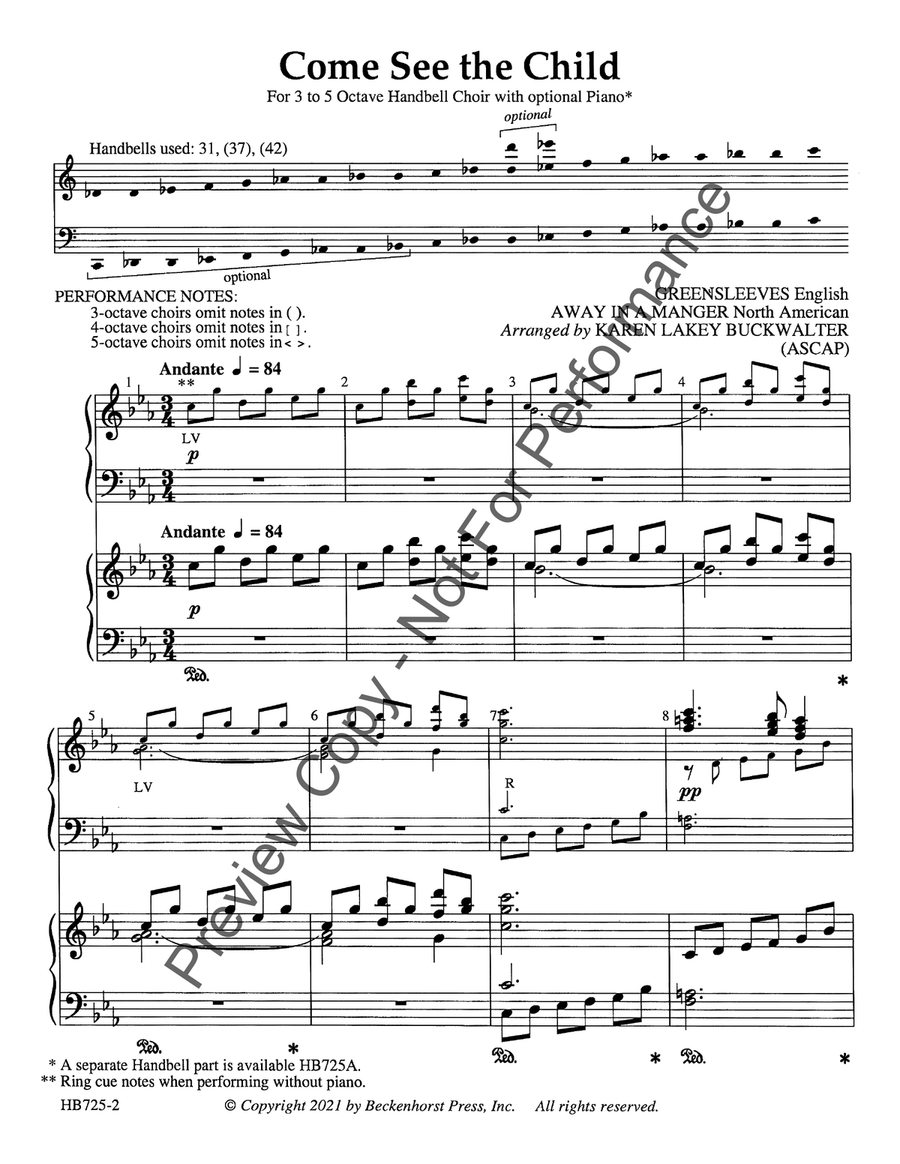 Come See the Child - piano and handbell score Handbell Choir scores gallery preview page 3