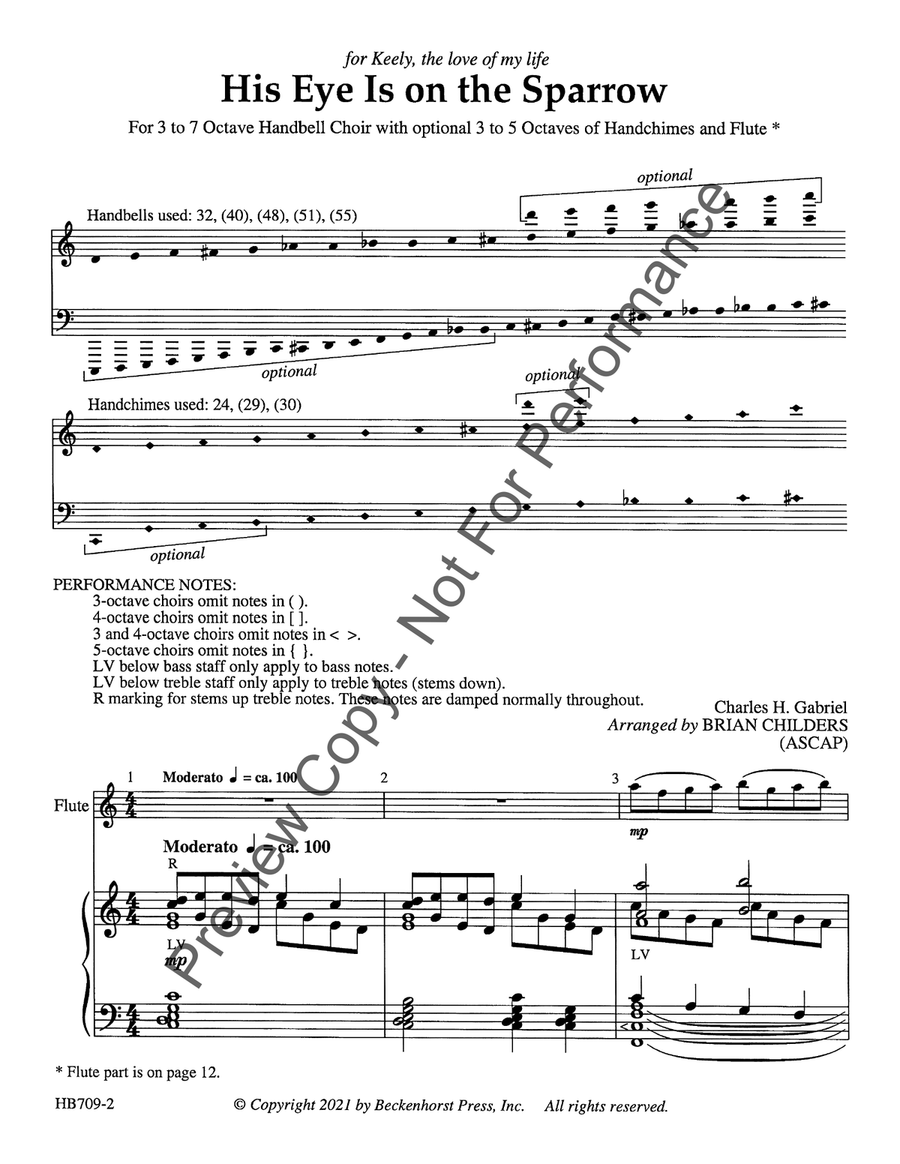 His Eye Is on the Sparrow - Childers Handbell Choir scores gallery preview page 3