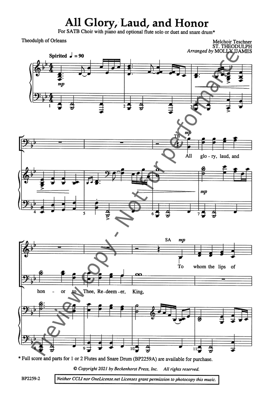 All Glory, Laud and Honor (Ijames) 4-Part scores gallery preview page 3