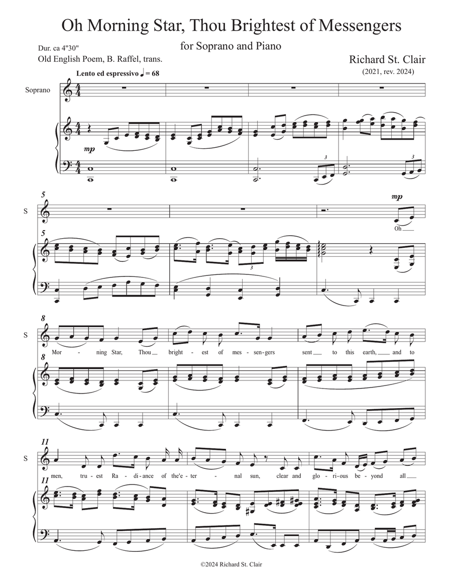 O MORNING STAR, BRIGHTEST OF MESSENGERS for Soprano and Keyboard Voice scores gallery preview page 3