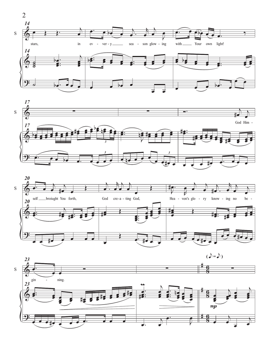 O MORNING STAR, BRIGHTEST OF MESSENGERS for Soprano and Keyboard Voice scores gallery preview page 4