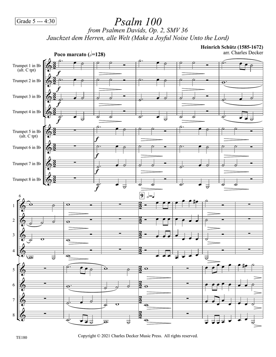 Psalm 100 for Trumpet Ensemble Trumpet scores gallery preview page 2