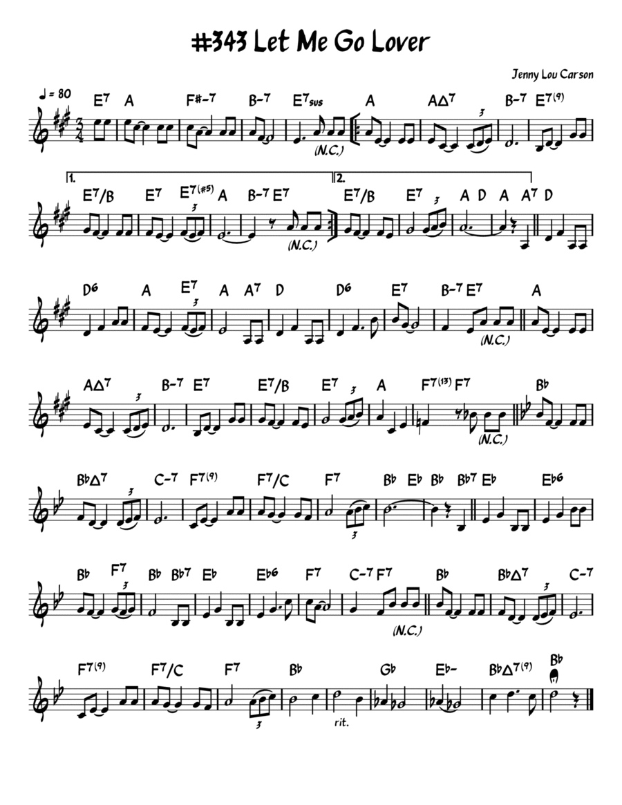 Let Me Go, Lover! Piano scores gallery preview page 1
