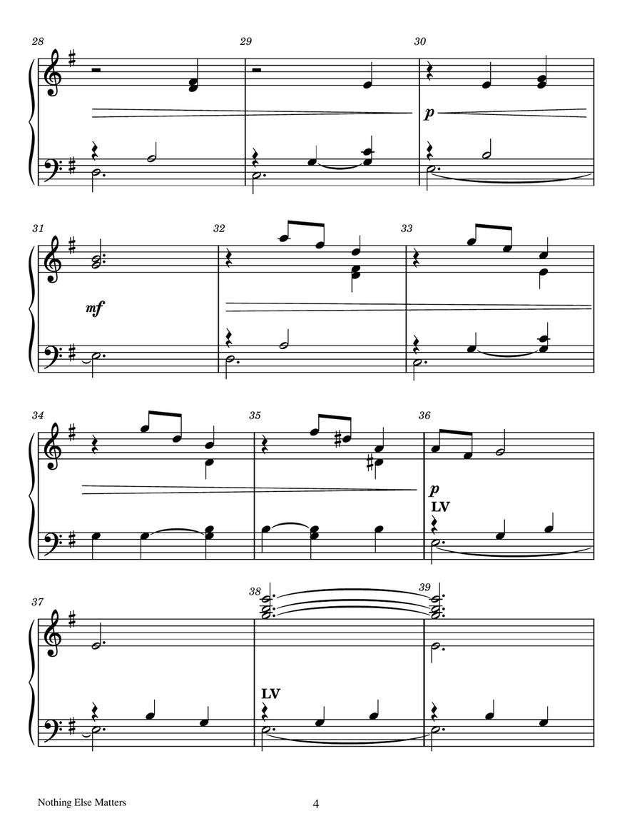 Nothing Else Matters - Score Only Handbell Choir scores gallery preview page 4