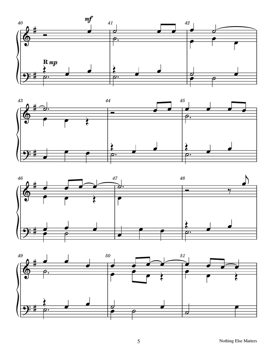 Nothing Else Matters - Score Only Handbell Choir scores gallery preview page 5
