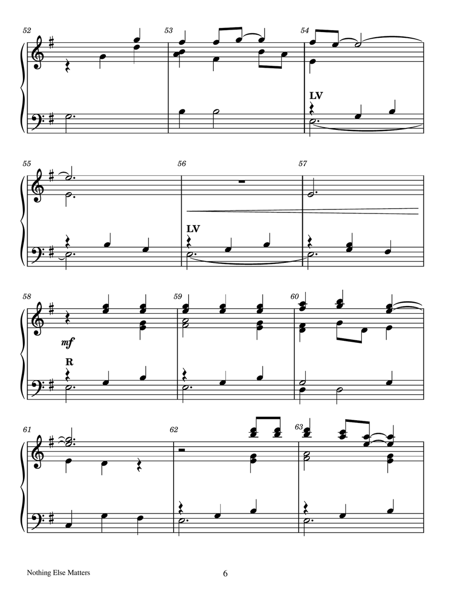 Nothing Else Matters - Score Only Handbell Choir scores gallery preview page 6