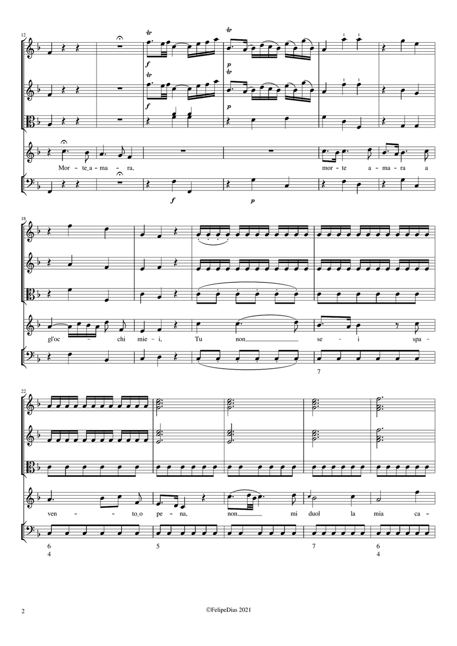 Morte amara (Aria di Quinto Fabio, from Lucio Papirio) Small Ensemble scores gallery preview page 2