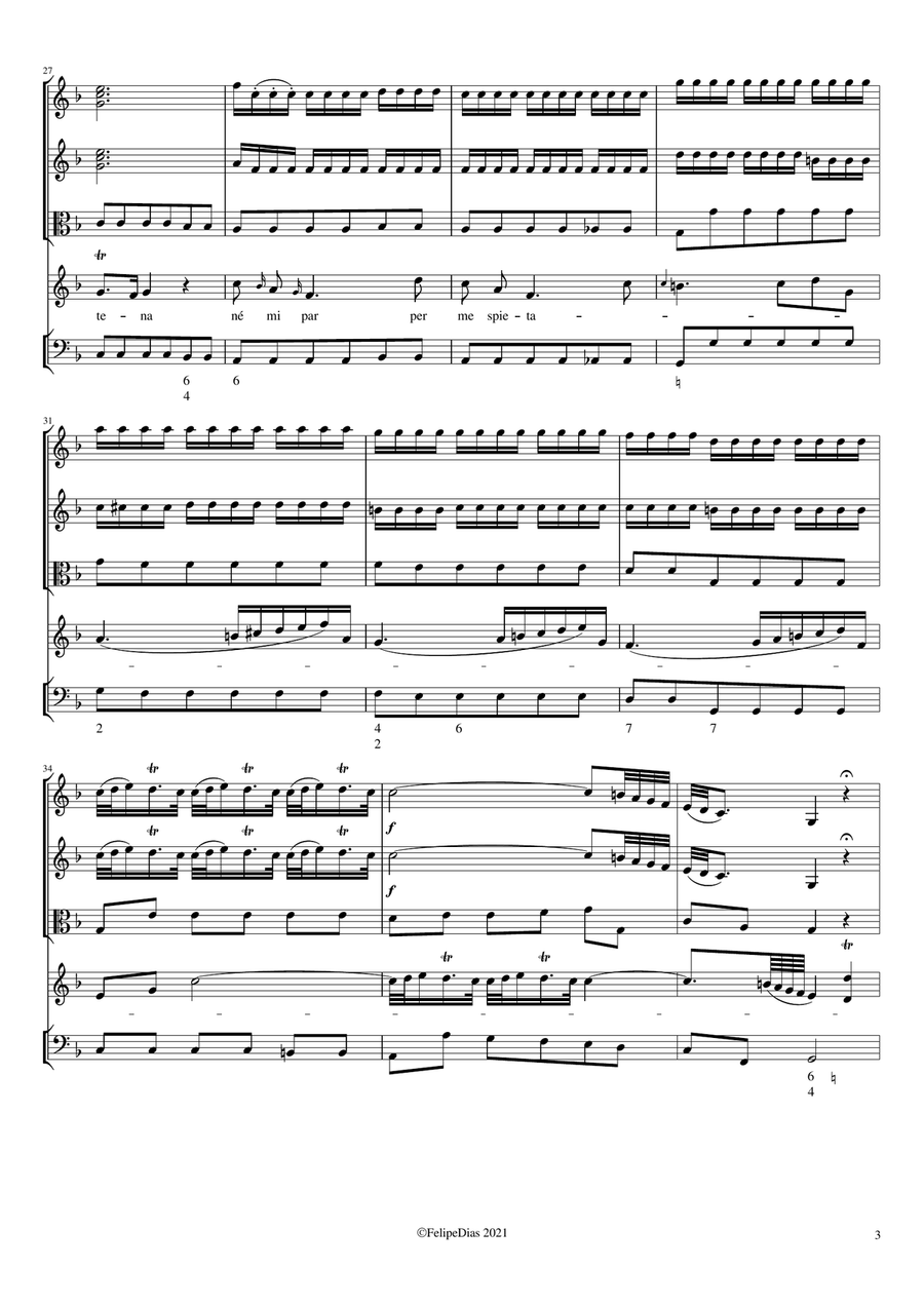 Morte amara (Aria di Quinto Fabio, from Lucio Papirio) Small Ensemble scores gallery preview page 3