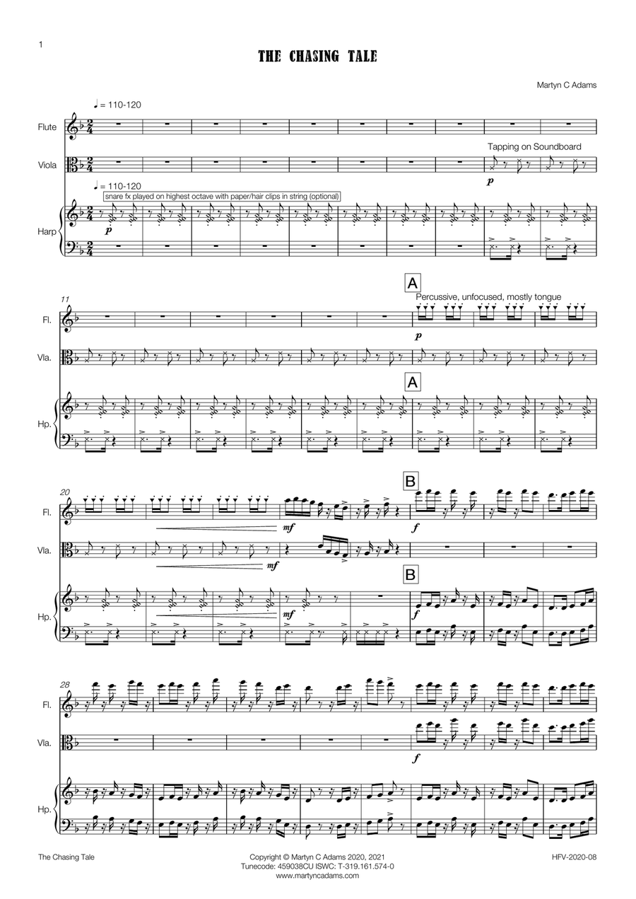 The Chasing Tale - Trio (Flute, Viola, Harp) Small Ensemble scores gallery preview page 2