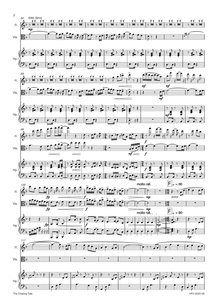 The Chasing Tale - Trio (Flute, Viola, Harp) Small Ensemble scores gallery preview page 4