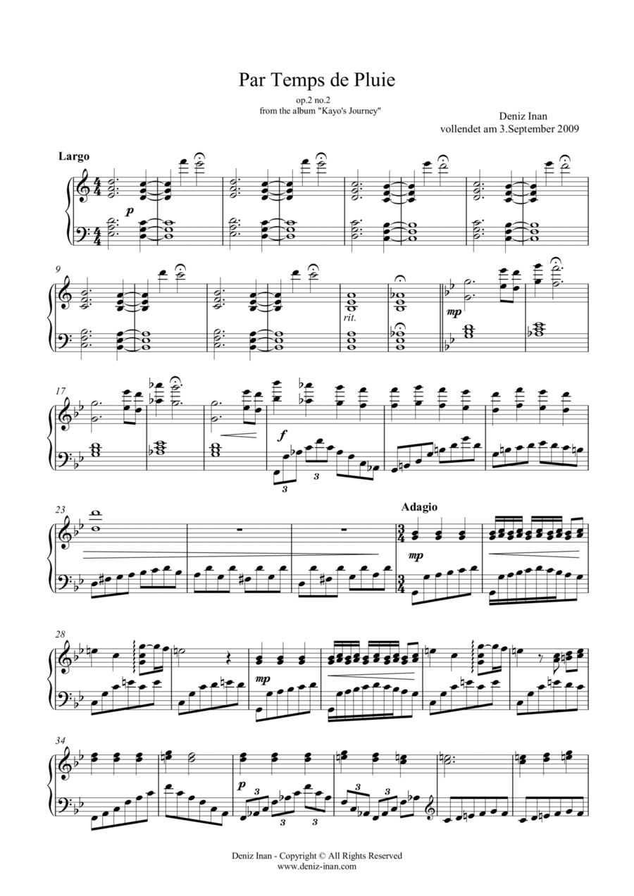 op.2 no.2 - Par Temps de Pluie Piano Solo scores gallery preview page 1