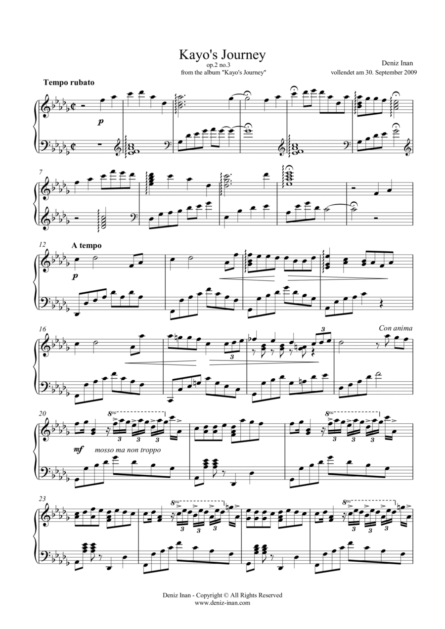 op.2 no.3 - Kayo's Journey Piano Solo scores gallery preview page 1