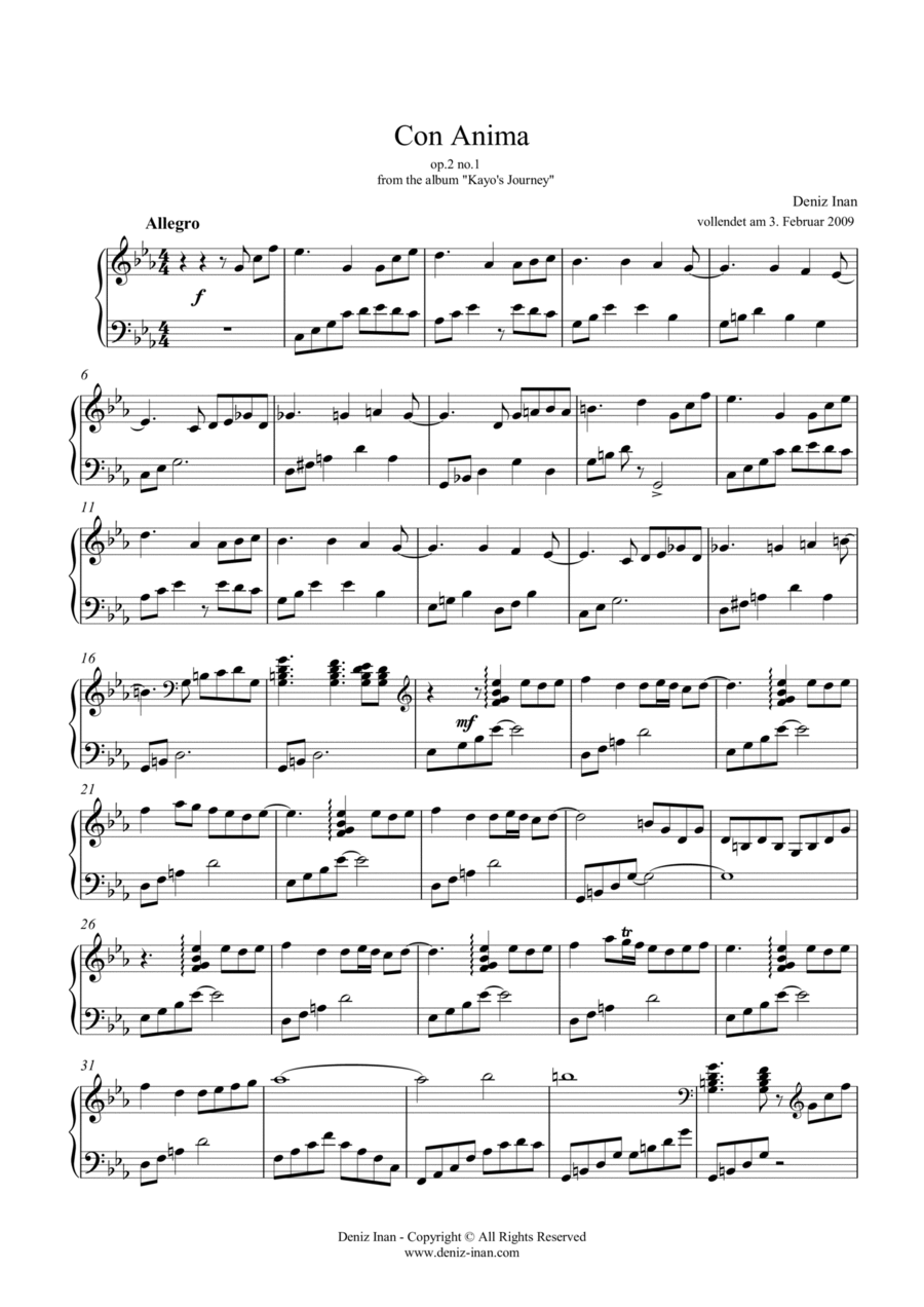 op.2 no.1 - Con Anima Piano Solo scores gallery preview page 1