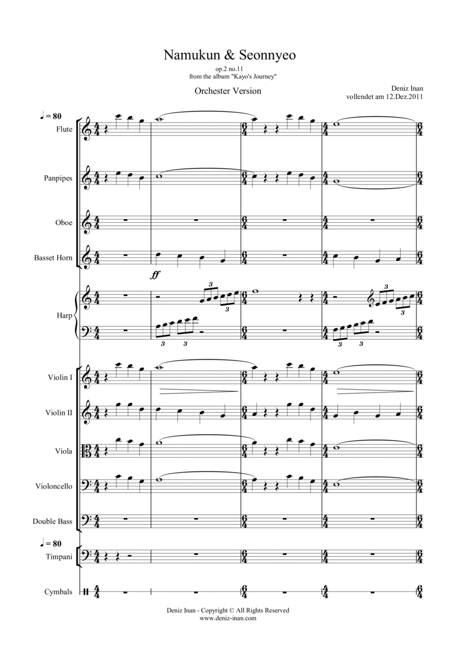 op.2 no.11 - Namukun & Seonnyeo (Orchestra Version) Full Orchestra scores gallery preview page 1