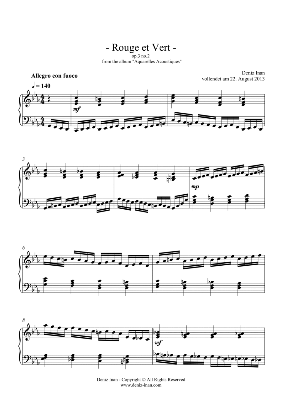 op3 no2 - Rouge et Vert Piano Solo scores gallery preview page 1