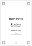 Rondeau, from Abdelazar, Z.570, arranged for duet: Alto and Tenor Recorder