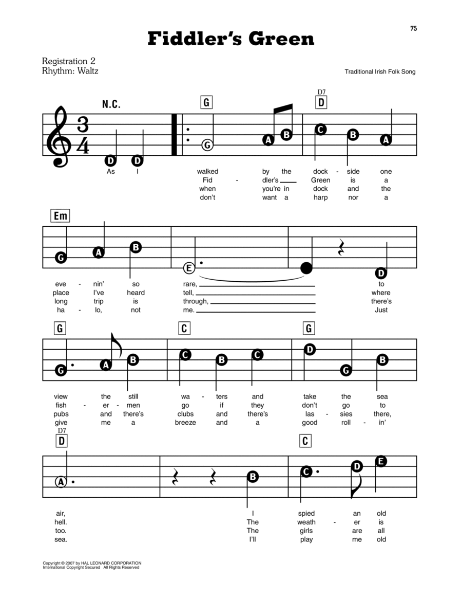 Fiddler's Green Electronic Keyboard scores gallery preview page 1
