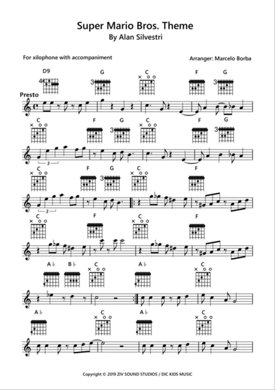 Super Mario Bros. Main Theme Easy Piano scores gallery preview page 2