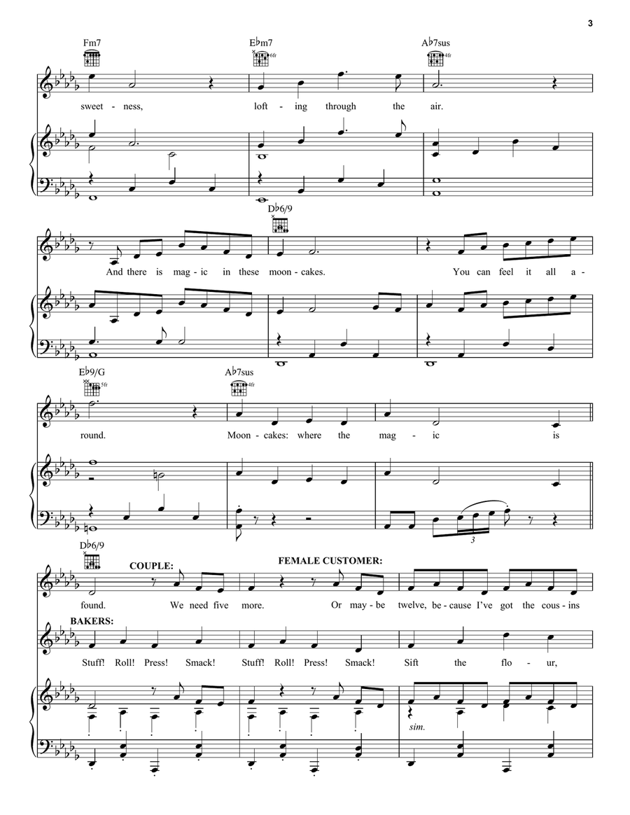 Mooncakes (from Over The Moon) Piano, Vocal, Guitar scores gallery preview page 3