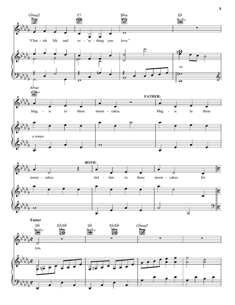 Mooncakes (from Over The Moon) Piano, Vocal, Guitar scores gallery preview page 5