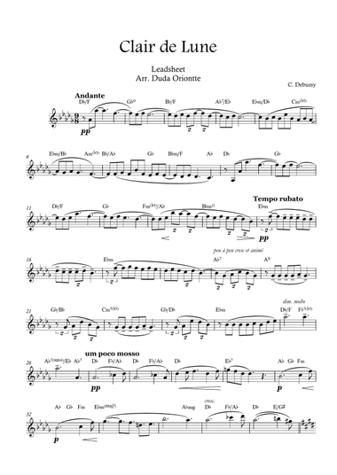 Clair de Lune ( Leadsheet - original key - D flat )