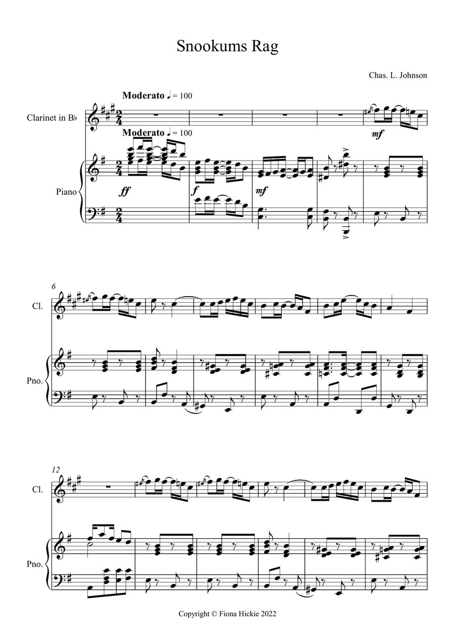 Snookums Rag Snookums Rag Clarinet Solo scores gallery preview page 2